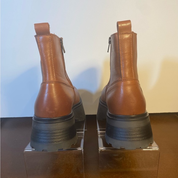 Mango Leather Ankle Boots COGNAC Brown  SIZE 8.5  •NEW• - Picture 7 of 10